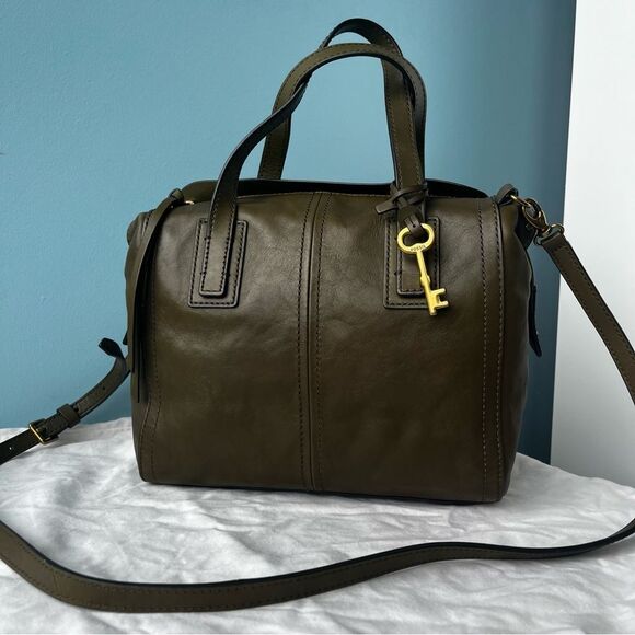 FOSSIL Olive Green Sydney Ryder Satchel Tote Crossbody Handbag - Picture 1 of 12